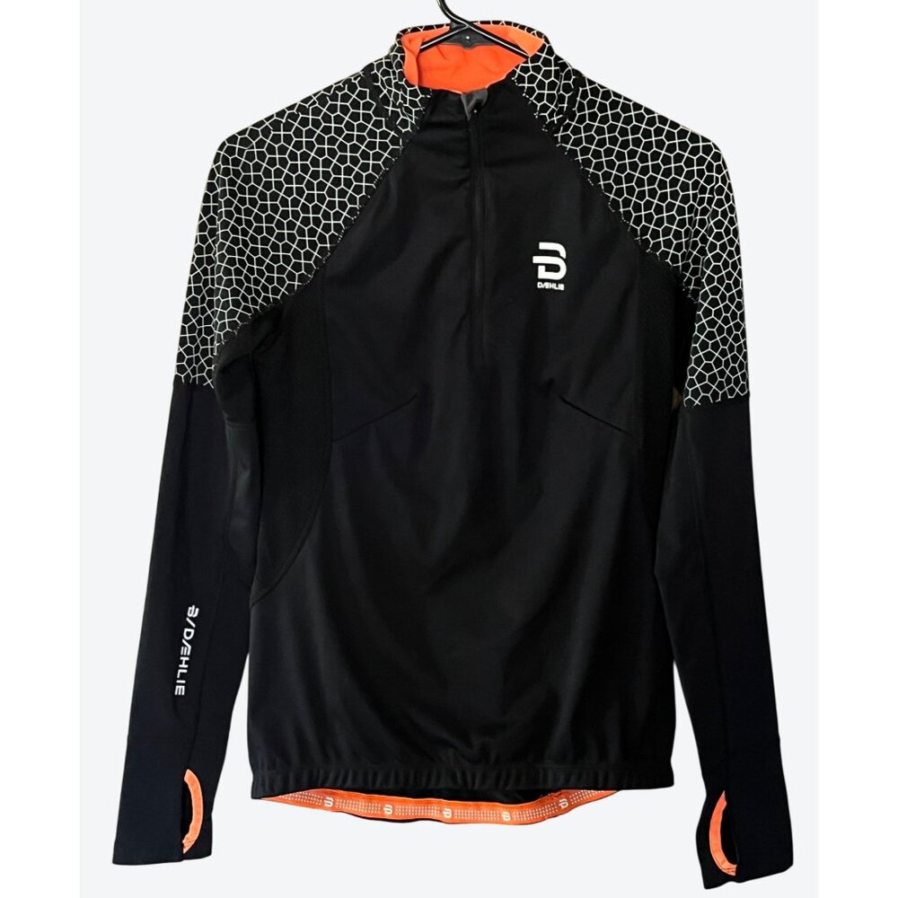 Bjorn Daehlie Women's XS Long Sleeve 1/4 Zip Vented Top Black Gray Orange